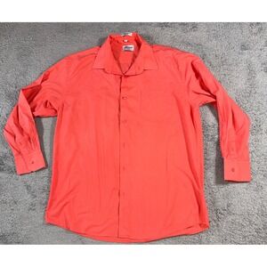 Berlioni Mens Italy Dress Shirt XL Coral Orange Long Sleeve Button Up